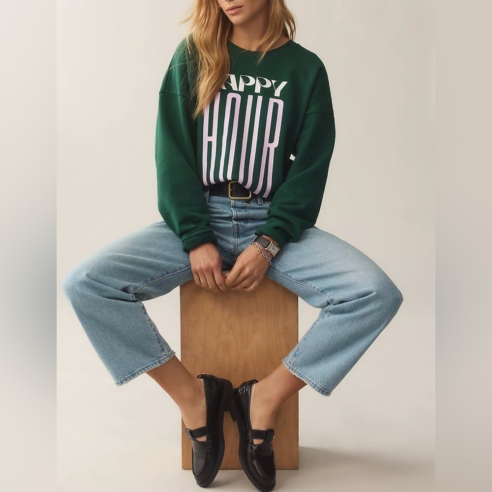 NWT Size XXS (P2P 20.5") - Anthropologie Happy Hour Sweatshirt (100% Cotton)